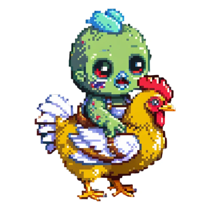 baby zombie riding a chicken, minecraft chicken jockey sticker