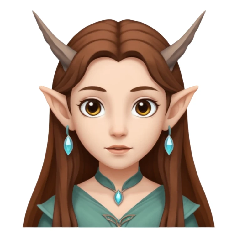 fae with gray eyes and long brown hair sticker