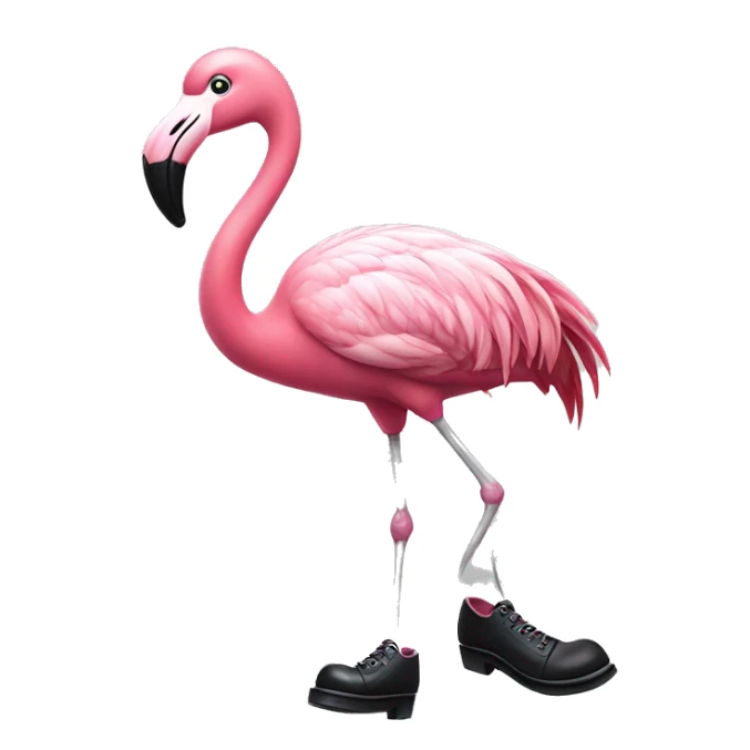 a pink flamingo with tap dancing shoes sticker