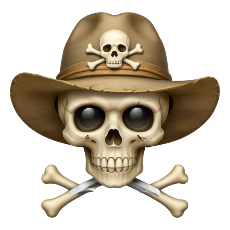 A skull and crossbones wearing wide brimmed traveler's hat. sticker