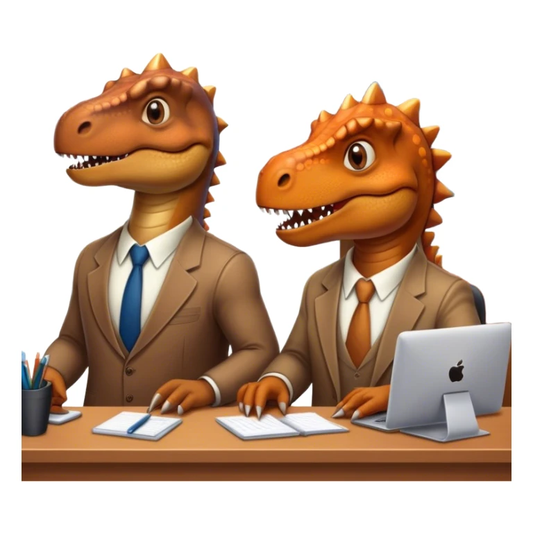old dinosaurs working in an office sticker