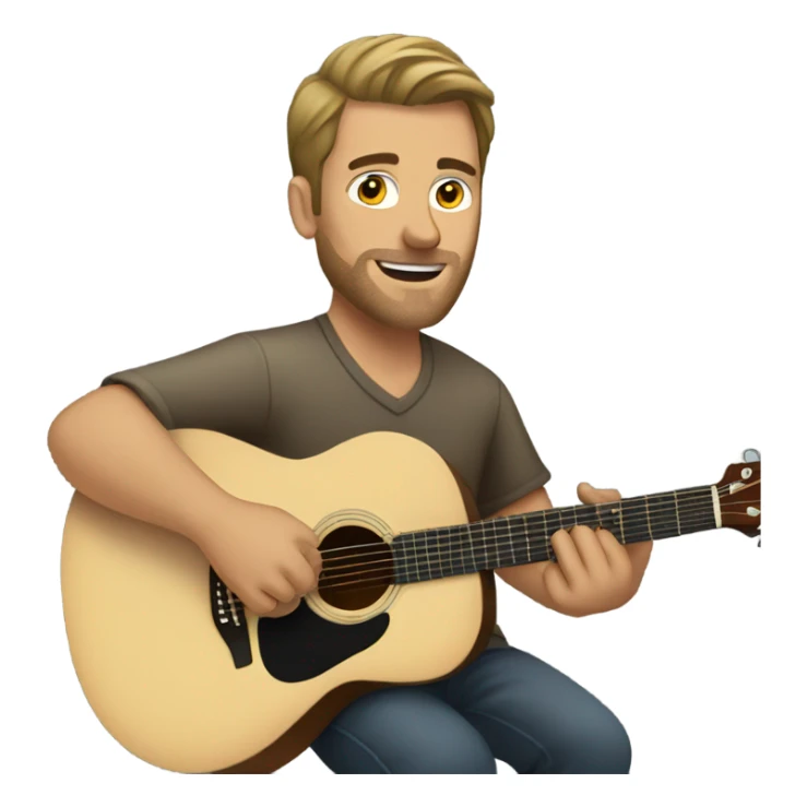 Caucasian man playing an acoustic guitar sticker