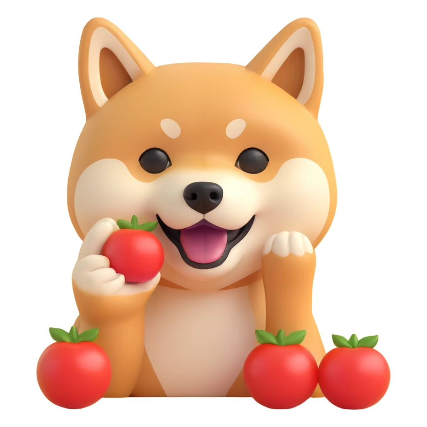shiba inu eating tomatoes sticker