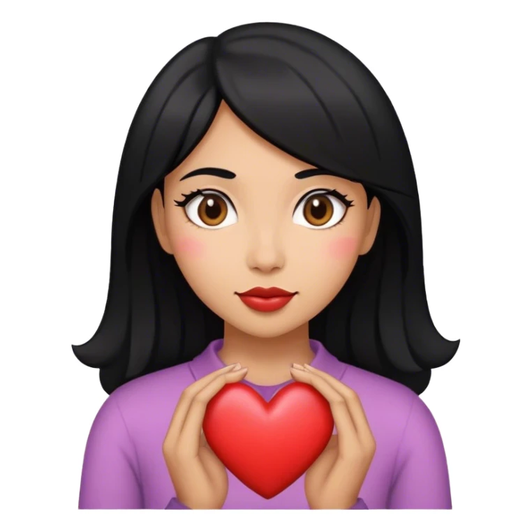 Black haired woman with love heart sticker