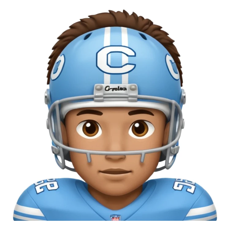 College football player in  Carolina Blue color  sticker