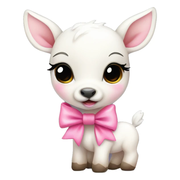 White baby deer with pink bow sticker