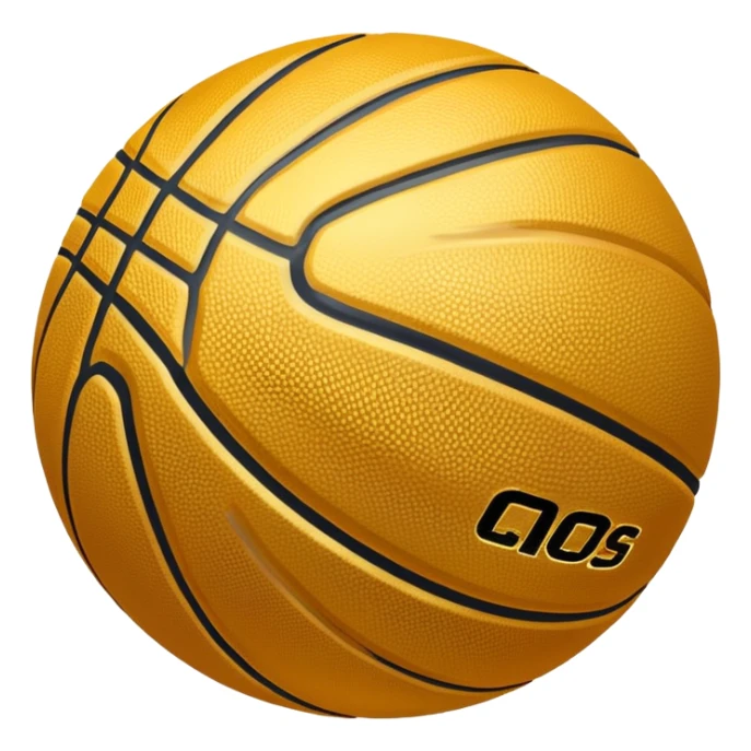 a golden basketball with classic black lines, shiny gold metal texture sticker