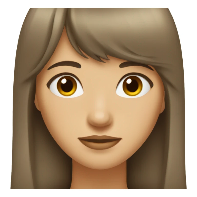 woman with brown hair and bangs and eyelashes and hazel eyes sticker