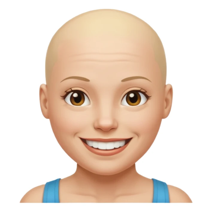 Bald muscle head with a blond beauty sticker