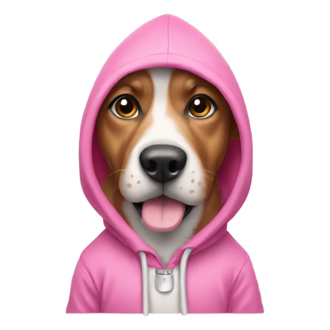 Dog wearing a pink hoodie sticker