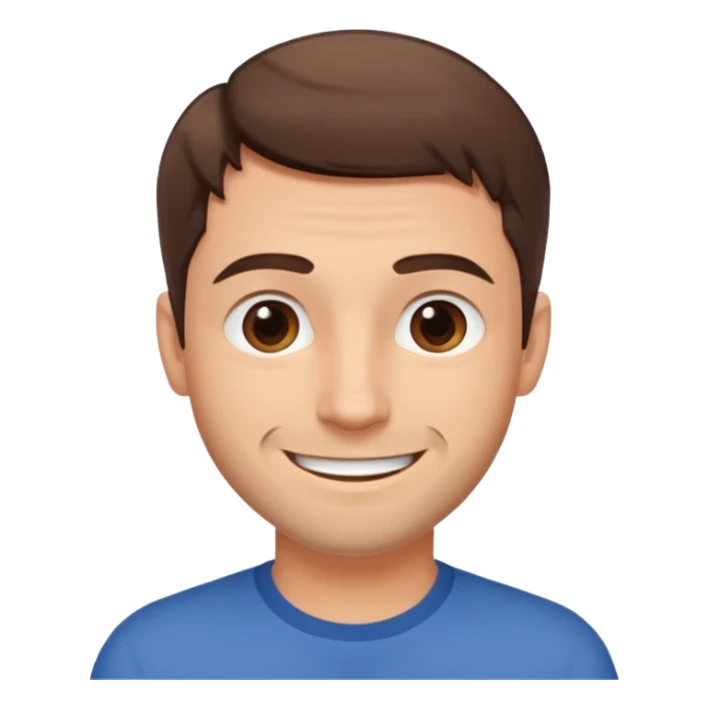 smiling man with short brown hair and stubble, simple and expressive face sticker