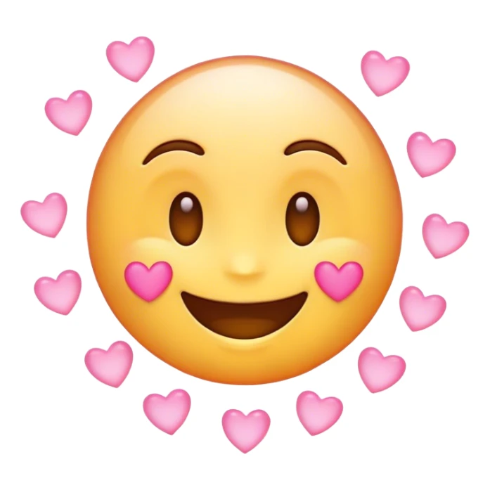 Smiling emoji with light pink hearts sticker