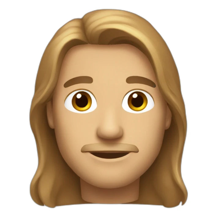 man with long brown hair sticker