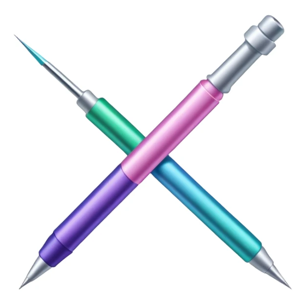 Light pink, green, blue and purple thread and needle  sticker