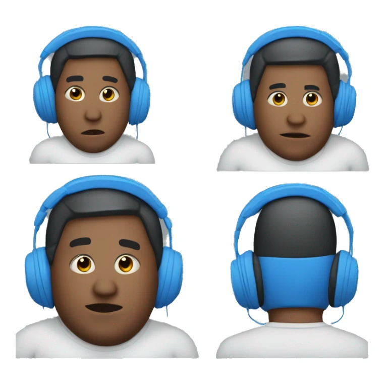 fat blue man with earphones andsrrised sticker