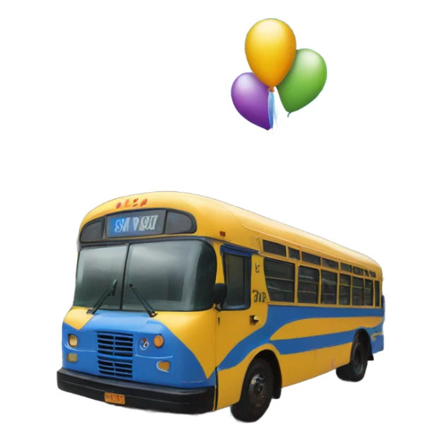 Blue bus with big balloon on top sticker