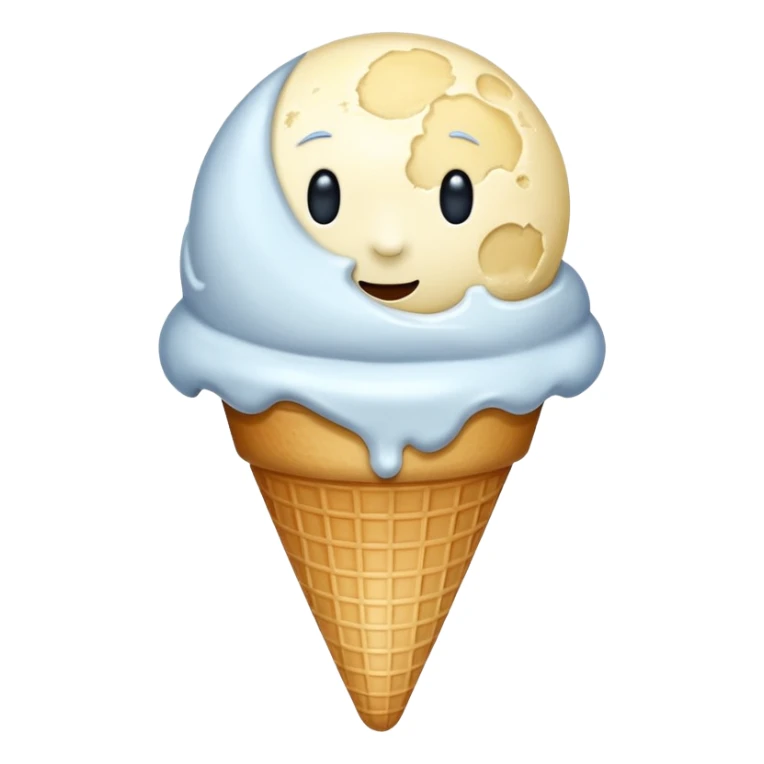 Ice cream that looks like the moon and is shiny sticker