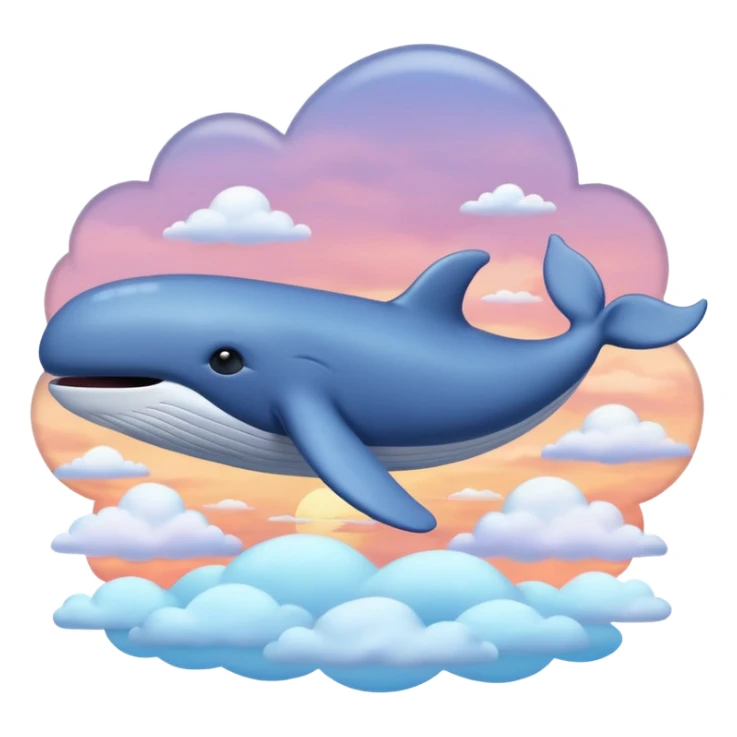 Sky Whale – Gigantic whale drifting among pastel sunset clouds. sticker