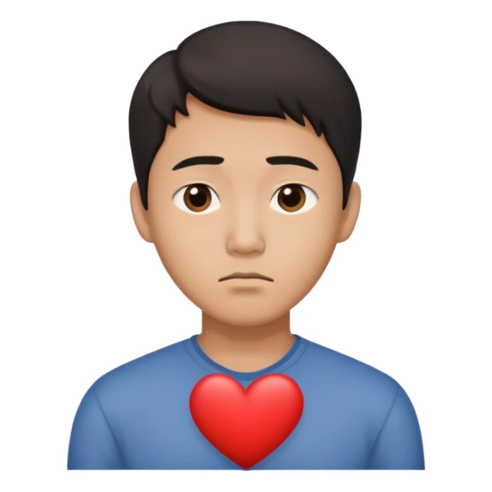 Face that has a heart but looks a bit  sad but its a aisan man sticker