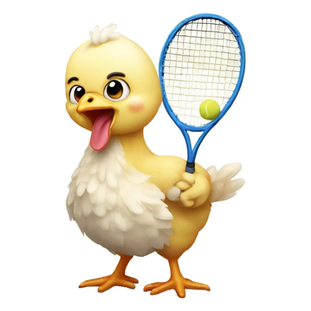 Baby chicken playing tennis sticker