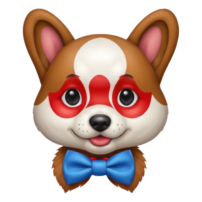 Dog clown with painted nose, bow tie sticker