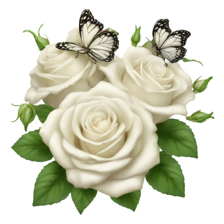 white roses bouquet with butterflies, fairy core sticker