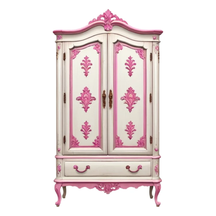 Vintage white wardrobe with pink details sticker