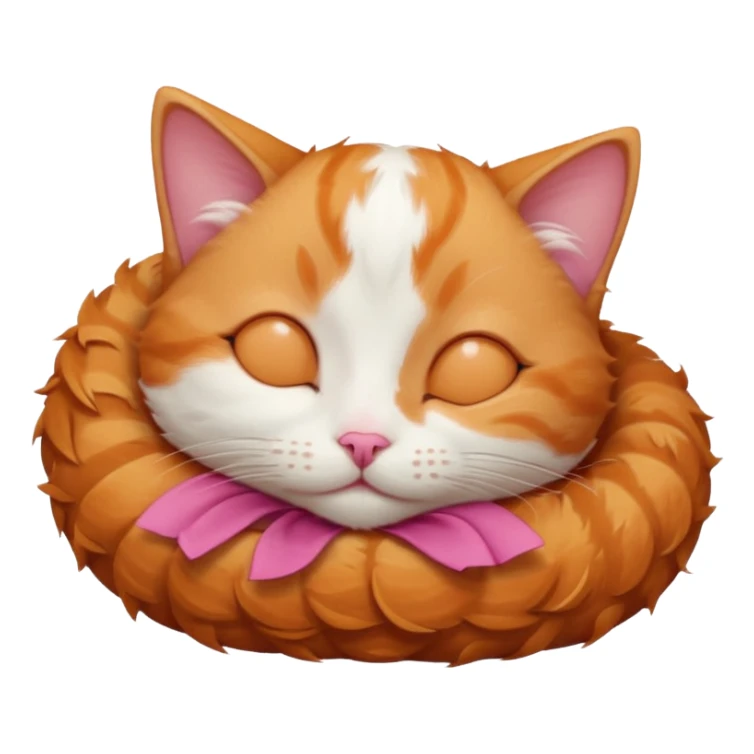 ginger and white small cat curled up with head upside down with eyes closed sticker