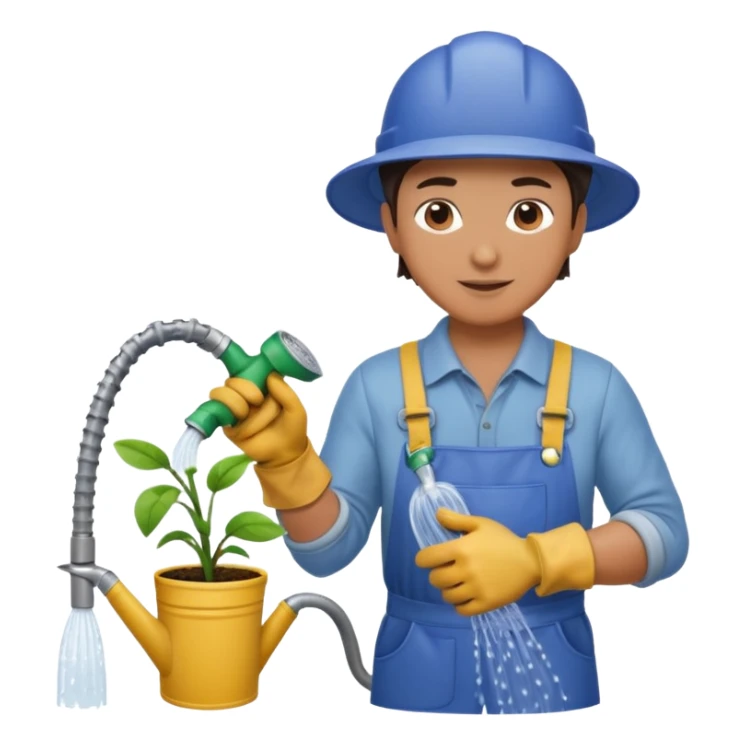 gardener watering with a hose sticker