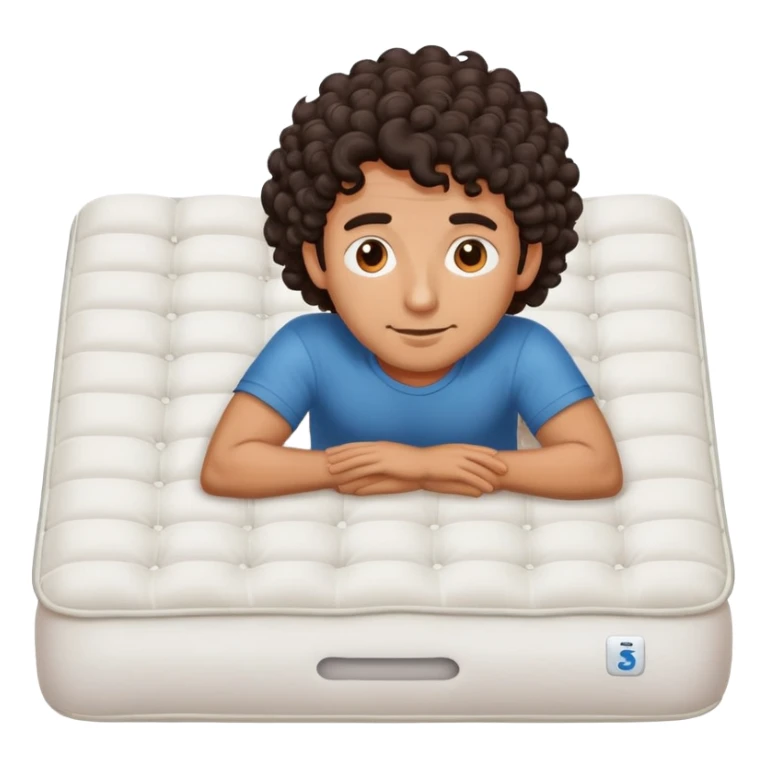 Man with curly hair on a mattress  sticker