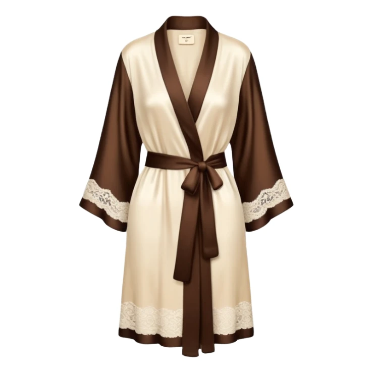 Cream and dark brown silk lace robe sticker