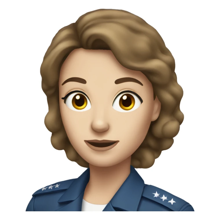 White Air Force woman with brown hair and blue eyes sticker