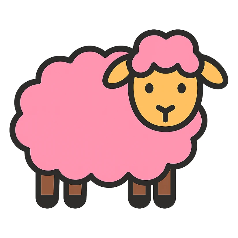 color outline icon of a pink sheep sticker