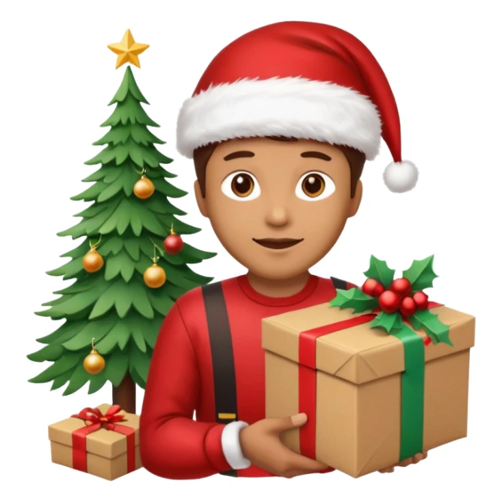 create a realistic emoji of a logistic woker under a christmas tree sticker