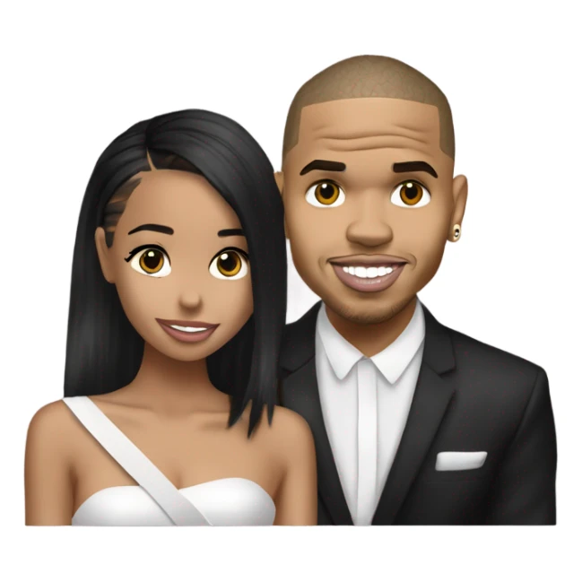 Hyper Realistic Chris Brown  Karruche Tran romantic photo  sticker
