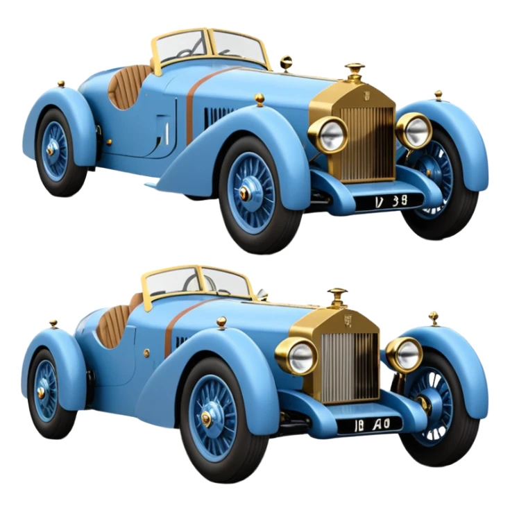  1949 luxury racing Mandalorian Rolls Royce lowered powerful 4 cylinder engined racing car with advanced rugged 4 wheel independent suspension, power steering, disc brakes and small leather covered steering wheel  sticker