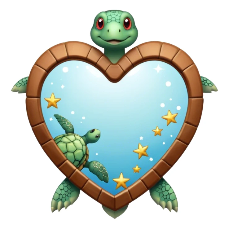 Heart shaped Mirror with turtle and stars sticker