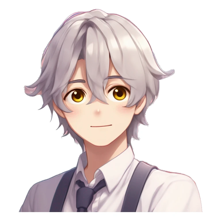 Gorgeous romantic hot attractive anime style modern gentlemanly anime shojo guy with long pretty lustrous hair and colorful eyes and blushing face aesthetic trending style  pastelcore cottagecore kawaiicore sticker