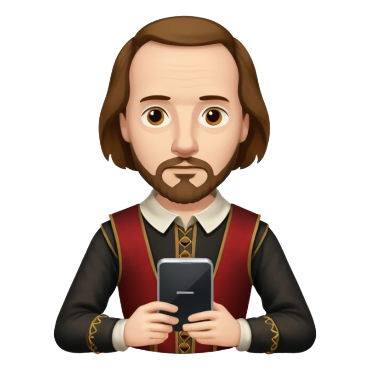 Shakespeare holding a pc screen sticker