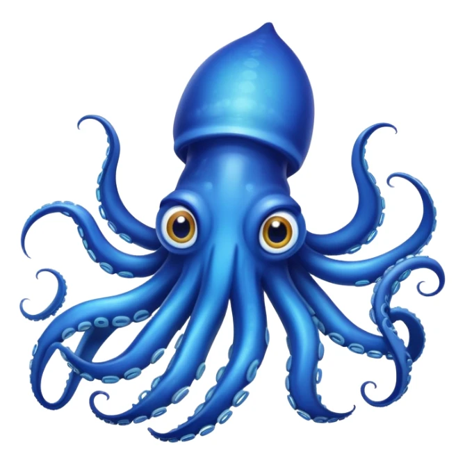Vibrant blue squid with big eyes and tentacles sticker