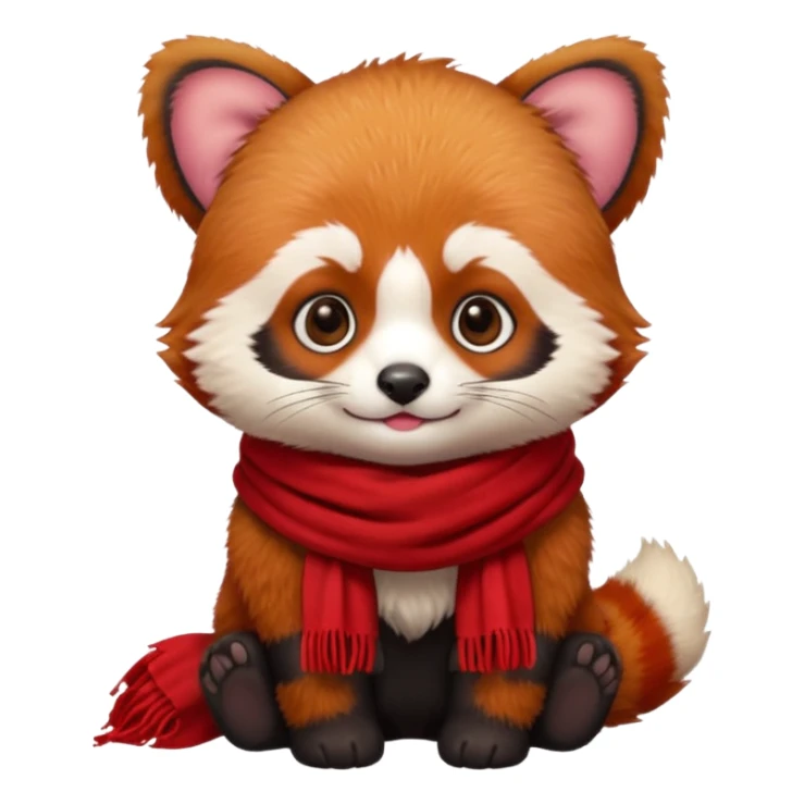 baby Red panda wearing a red scarf  sticker