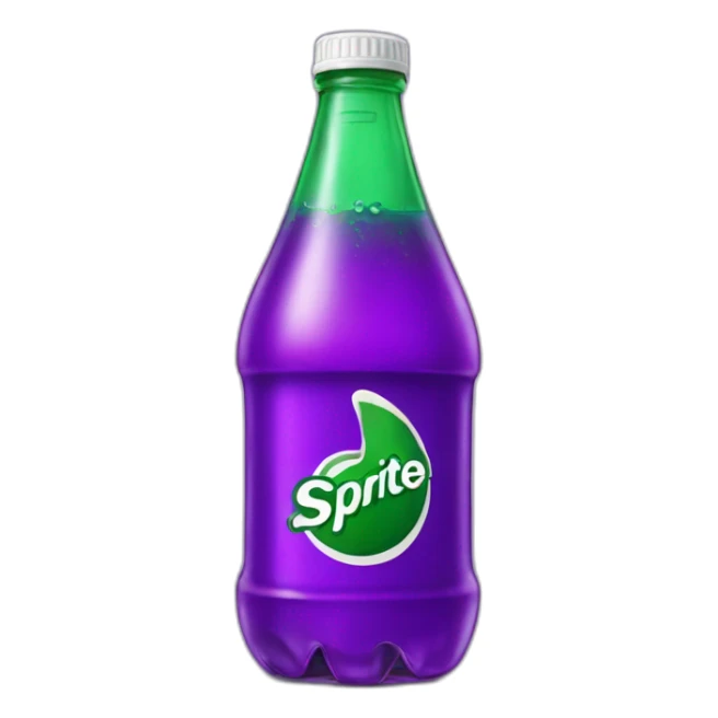 Bottle of sprite with purple liquid inside sticker