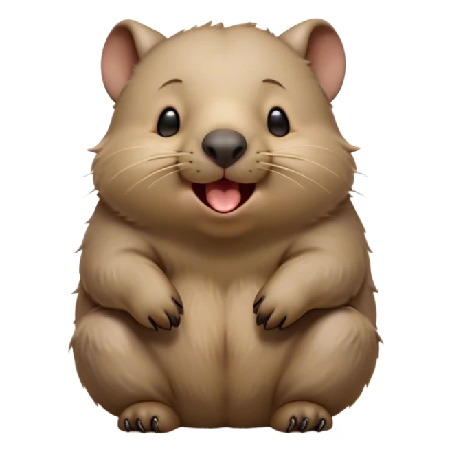 Cinematic Cute Yawning Wombat Portrait Emoji, Head tilted slightly with a dramatic, wide-open yawn, showcasing a soft, downy shaggy brown fur with drooping ears, round eyes barely open in drowsy contentment, Simplified yet irresistibly adorable features, highly detailed, glowing with a soft, cozy glow, high shine, relaxed yet expressive, stylized with a touch of rustic charm, bright and endearing, soft glowing outline, capturing the essence of a sleepy yet affectionate wombat, so drowsy it feels like it could stretch out of the screen and curl up for a nap! sticker