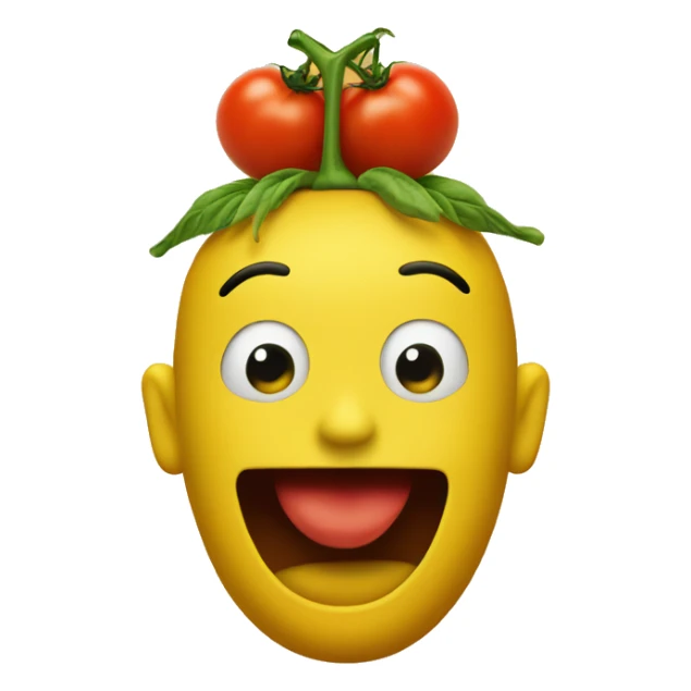 Yellow duch with tomatoes on top of a head sticker