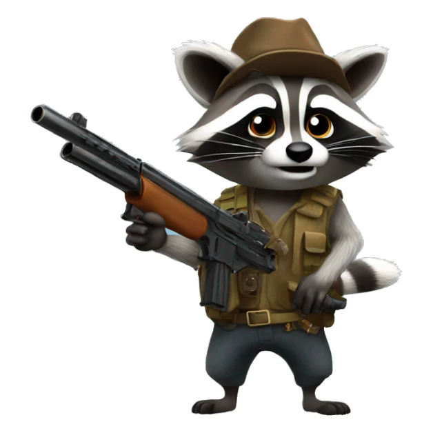 Raccoon with gun sticker