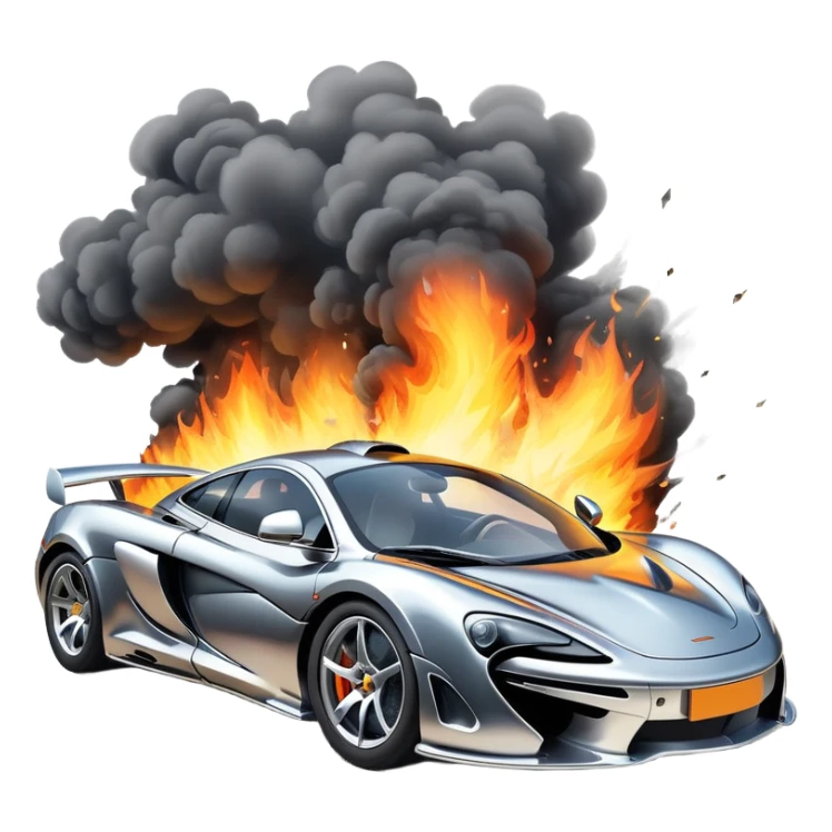 sorayama mclaren car crash fire and smoke explodsion  sticker
