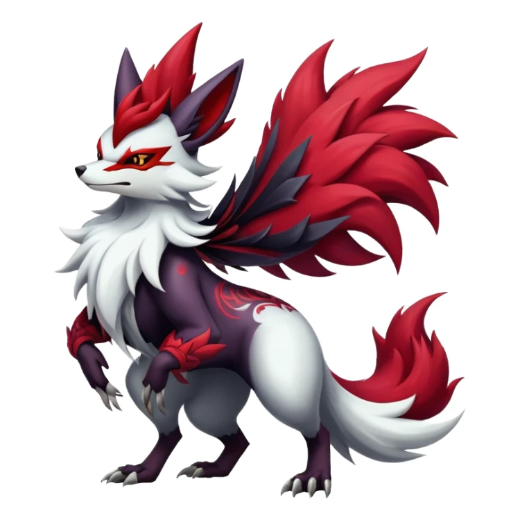 Shiny Exotic Gothic Badass Delphox-Zoroark-Zangoose-hybrid-creature sticker