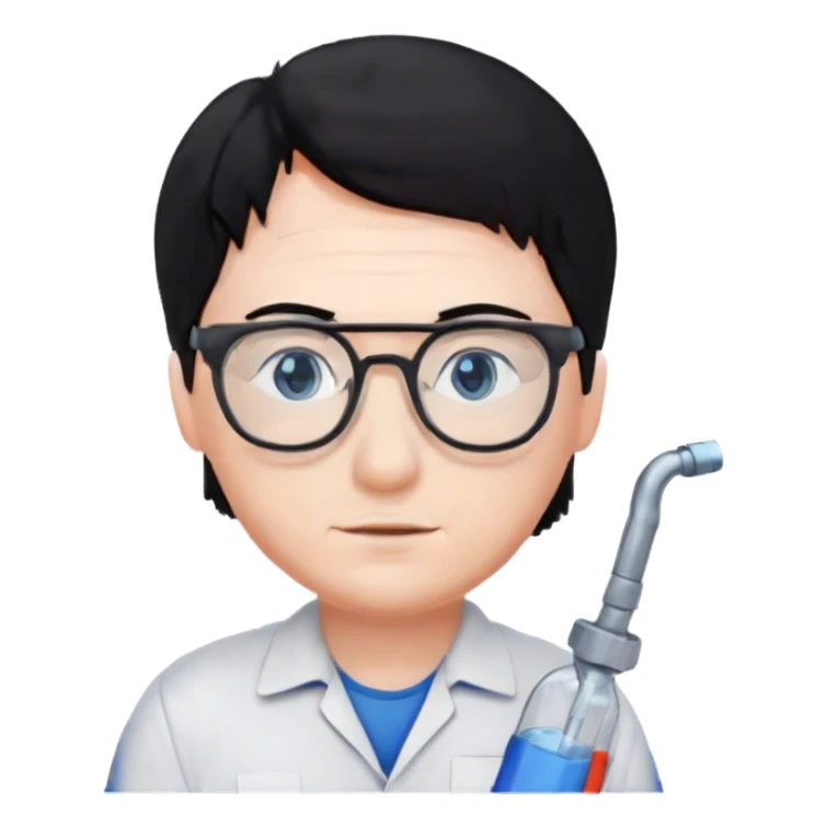 Plumber with black hair, glasses and blue eyes sticker