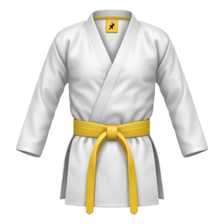 karate gi with a yellow belt sticker