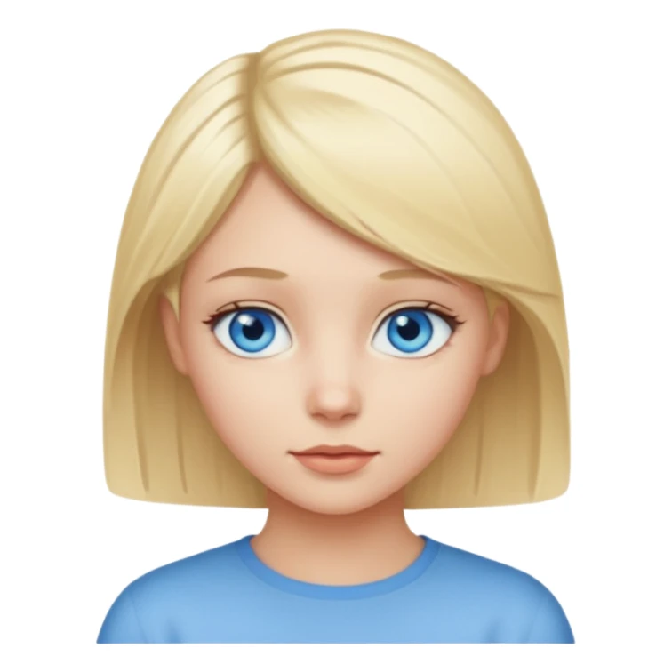 A girl with blue eyes and blond short hair and white skin  sticker